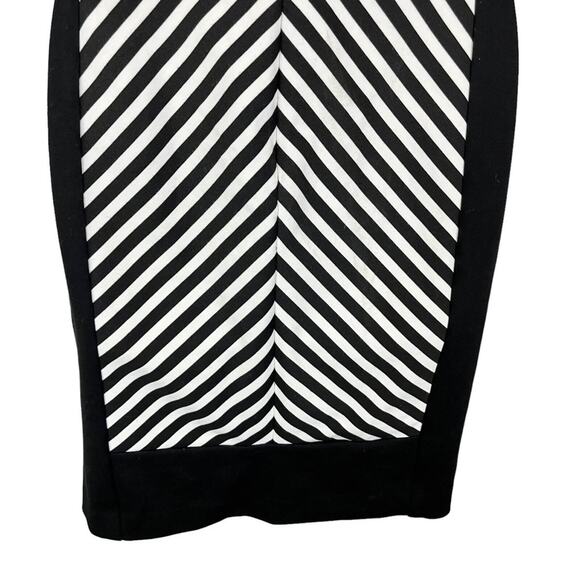 CALVIN KLEIN Black White Striped Herringbone Sleeveless Stretch Knit Dress sz 4 - Picture 13 of 15